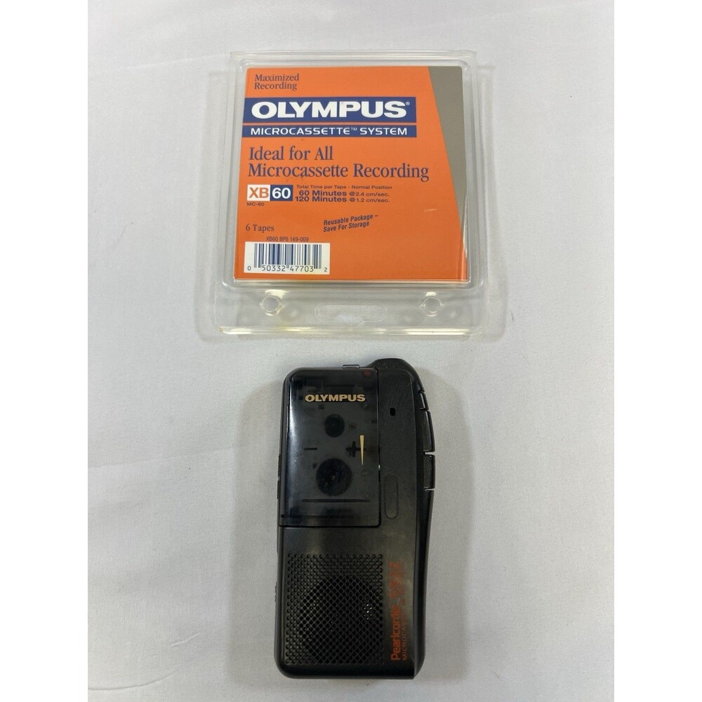 Olympus Pearlcorder S922 Micro-cassette Recorder w/ Two Olympus XB60 Blank Tapes